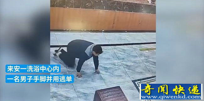 男子趁店员睡着爬到门口逃单
