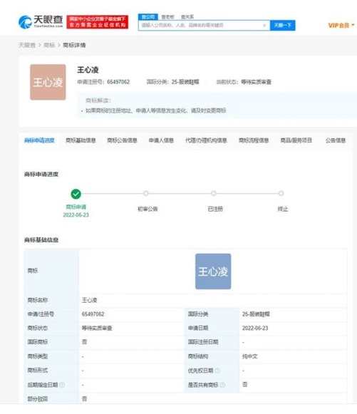 王心凌申请注册45个姓名商标