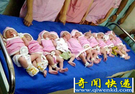 印度一妇女一次产下11胞胎