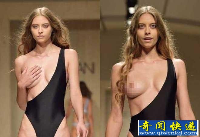 诱惑的泳装设计 竟然是露出右乳