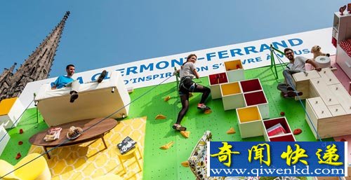 家具造型的攀岩壁 很有趣的创意广告