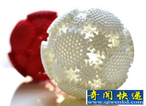 3D打印的球形齿轮 转动一个可带动全身