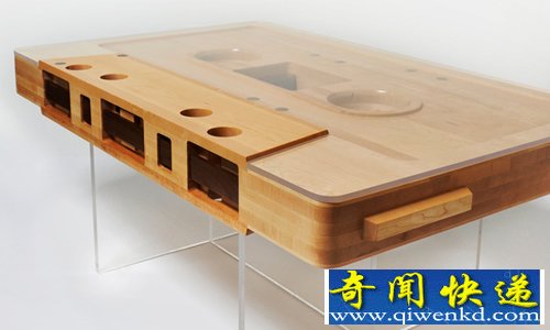 实木打造 磁带茶几 一个精致的复制品