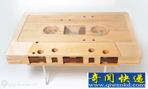 实木打造 磁带茶几 一个精致的复制品