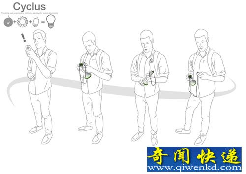 弹簧驱动 Cyclus会发电的不插花的花瓶