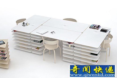 strates 储物架和工作台一体设计 方便文件收纳