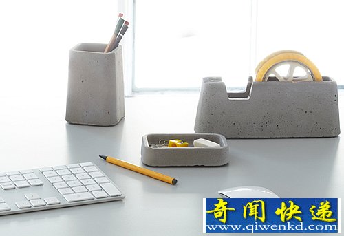 办公桌上的混凝土三件套 保持混凝土原始的颜色状态