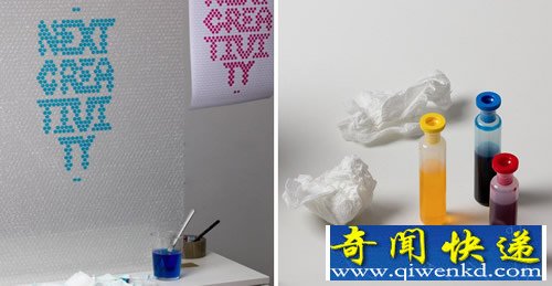 水泡字体 塑料气囊中注入带颜色的水