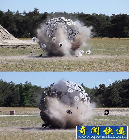 巨大的“蒲公英”装置 滚动在风中引爆地雷