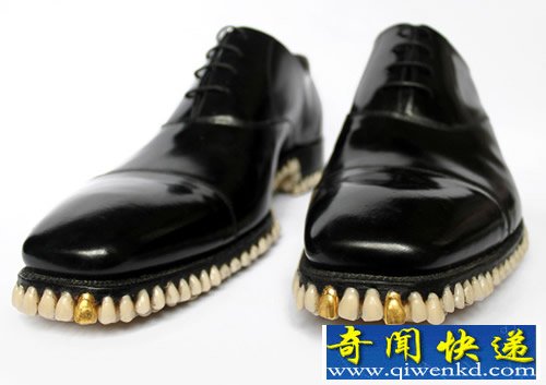 镶嵌1050假牙齿 apex predator牙齿皮鞋
