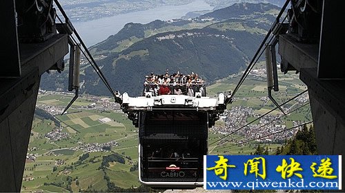 瑞士推出世界上第一辆敞篷缆车 可以容纳60名乘客