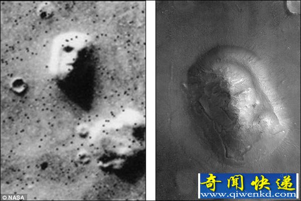 美"好奇号"拍到火星人脸 照片出现神秘亮光