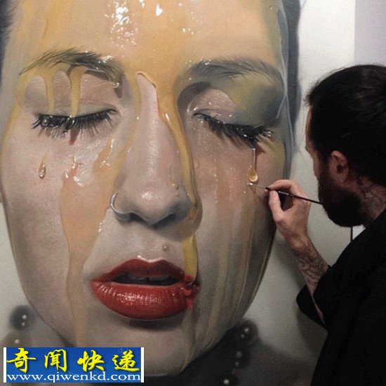 德国艺术家迈克·达尔盖创作人像油画 立体感十足犹如真人