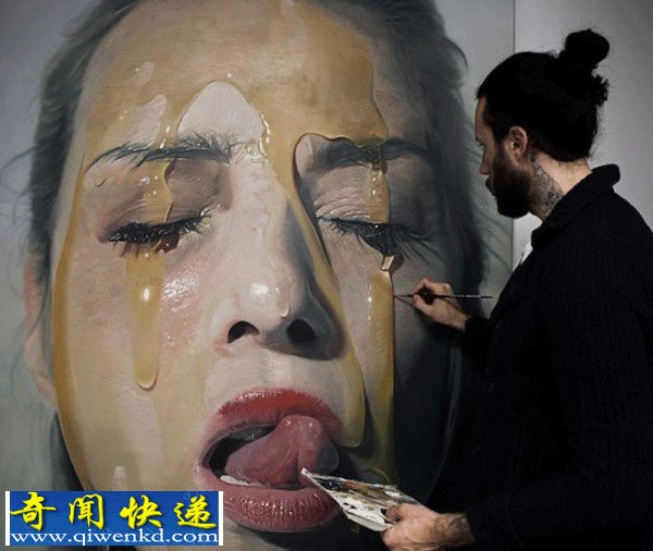 德国艺术家迈克·达尔盖创作人像油画 立体感十足犹如真人