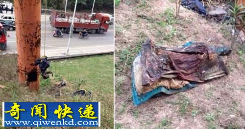 浙江:路边广告牌上惊现干尸 路人称尸体残缺不全