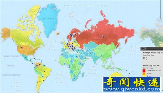 全球女性胸部大小地图 中国女人都是什么罩杯?