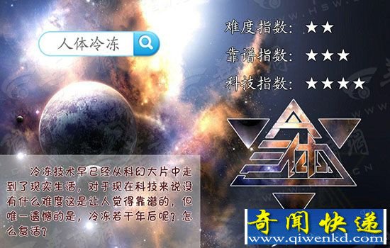 太空探索运用人体冷冻术 宇航员的寿命问题能解决?