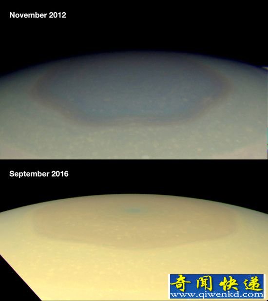 土星北极六角风暴由蓝转金 别人家的风暴这么玩