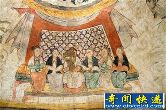 陕西横山元代壁画墓 发现夫妇6人宴饮图