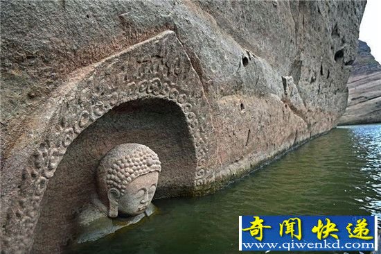 水库水位降低 水面惊现“佛头”!