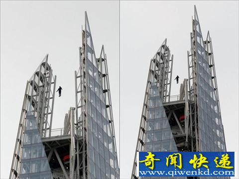 高楼上表演悬浮术