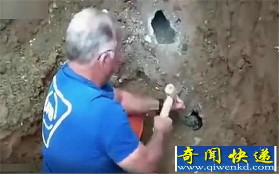 男子听见地底怪叫 凿开发现一张脸