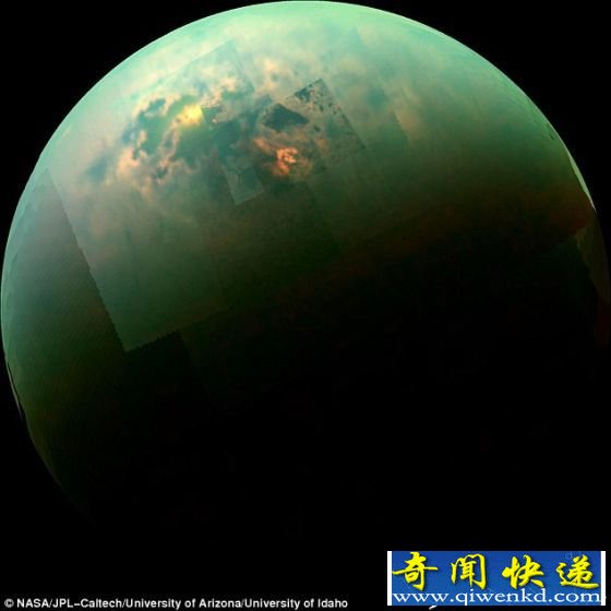 NASA:公布土卫六最大极地海洋发出闪光