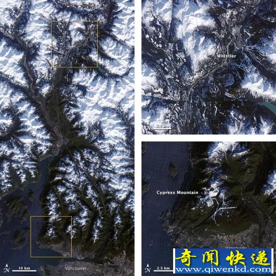 卫星上的改进型主题测绘议捕捉到温哥华冬奥会比赛场地的详细分布图 卫星上的改进型主题测绘议捕捉到温哥华冬奥会比赛场地的详细分布图