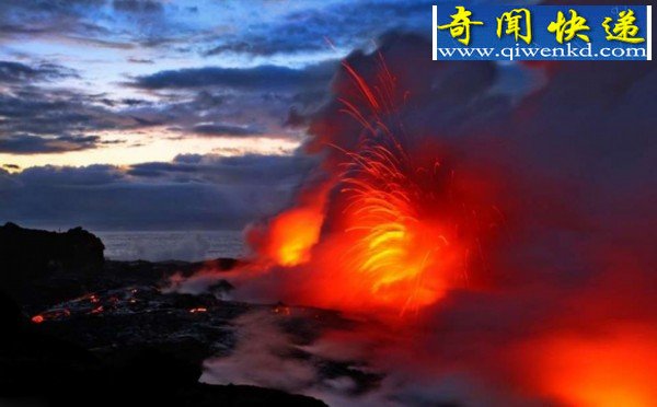 摄影师冒死拍岩浆入海惊险似入“地狱之火”
