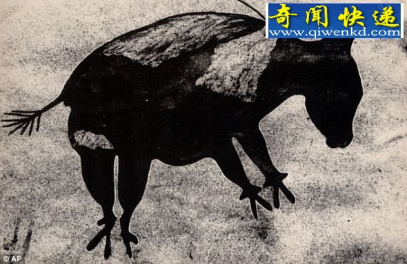 描绘Diprotodon的土著岩石艺术的复制品。这幅作品是在北澳大利亚发现的,科学家认为它已有1万年历史。 科学家发现首个完整的史前巨兽Diprotodon的骨架