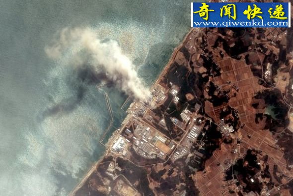 爆炸后的核电站(图片来源:DigitalGlobe/Getty Images) 卫星太空拍日本反应堆爆炸揭示可怕破坏